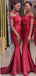 Red Straps Unique Long Mermaid Sexy Cheap Bridesmaid Dresses Online, WG576