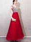 Red V Neck Beaded Cheap Long Evening Prom Dresses, Cheap Custom Sweet 16 Dresses, 18523