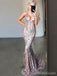 Rose Gold Sequin Mermaid Long Evening Prom Dresses, Cheap Custom Party Prom Dresses, 18579