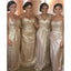 Rose Gold Sparkly Mismatched Sequin Long Bridesmaid Dresses, Cheap Unique Custom Long Bridesmaid Dresses, Affordable Bridesmaid Gowns, BD104