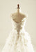 Round Neckline See Through Handmade Flower A line Wedding Dresses, Custom Made Wedding Dresses, Cheap Wedding Gowns, WD217