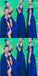 Royal Blue A-line Side Slit Spaghetti Straps Cheap Long Bridesmaid Dresses,WG1365