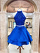 Royal Blue Halter Two Pieces Short Cheap Homecoming Dresses Online, CM727