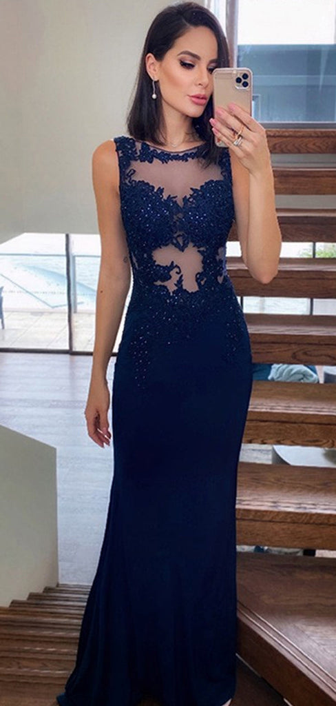 Royal Blue Mermaid Jewel Maxi Long Prom Dresses,Evening Dresses,12933