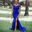 Royal Blue Mermaid Off Shoulder V-neck Cheap Long Bridesmaid Dresses,WG1119