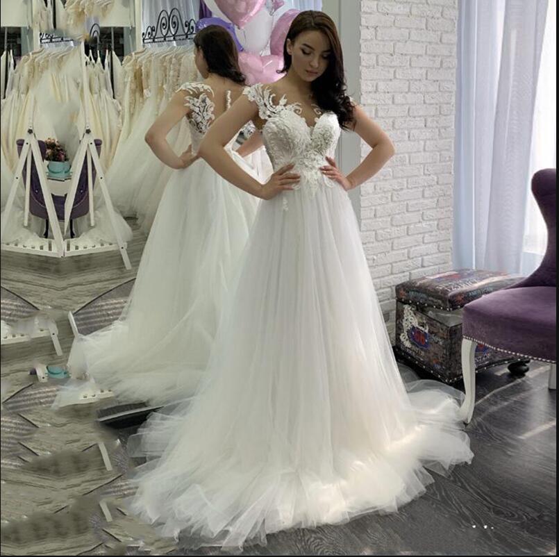 Scoop Lace A-line Cheap Wedding Dresses Online, Cheap Bridal Dresses, WD653