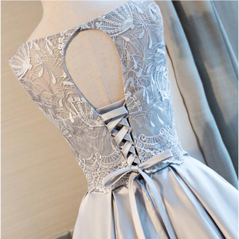 Scoop Neckline Peach Lace Cute Homecoming Prom Dresses, Affordable Short Party Prom Dresses, Perfect Homecoming Dresses, CM311