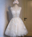 Scoop Neckline Short Ivory Lace Cute Homecoming Prom Dresses, Affordable Short Party Prom Dresses, Perfect Homecoming Dresses, CM301