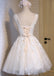 Scoop Neckline Short Ivory Lace Cute Homecoming Prom Dresses, Affordable Short Party Prom Dresses, Perfect Homecoming Dresses, CM301