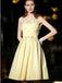 Scoop Pastel Yellow Flower Cheap Homecoming Dresses Online, Cheap Short Prom Dresses, CM780