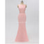 Scoop Pink Chiffon Mermaid Long Cheap Bridesmaid Dresses Online, WG604