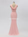 Scoop Pink Chiffon Mermaid Long Cheap Bridesmaid Dresses Online, WG604