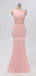 Scoop Pink Chiffon Mermaid Long Cheap Bridesmaid Dresses Online, WG604