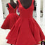 Scoop red simple v-neck freshman A-line cheap homecoming prom gown dress,BD00141