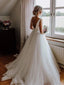 Scoop Satin A-line Cheap Wedding Dresses, Cheap Wedding Gown, WD693