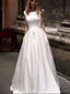 Scoop Simple Satin Elegant Cheap Wedding Dresses Online, Cheap Lace Bridal Dresses, WD465