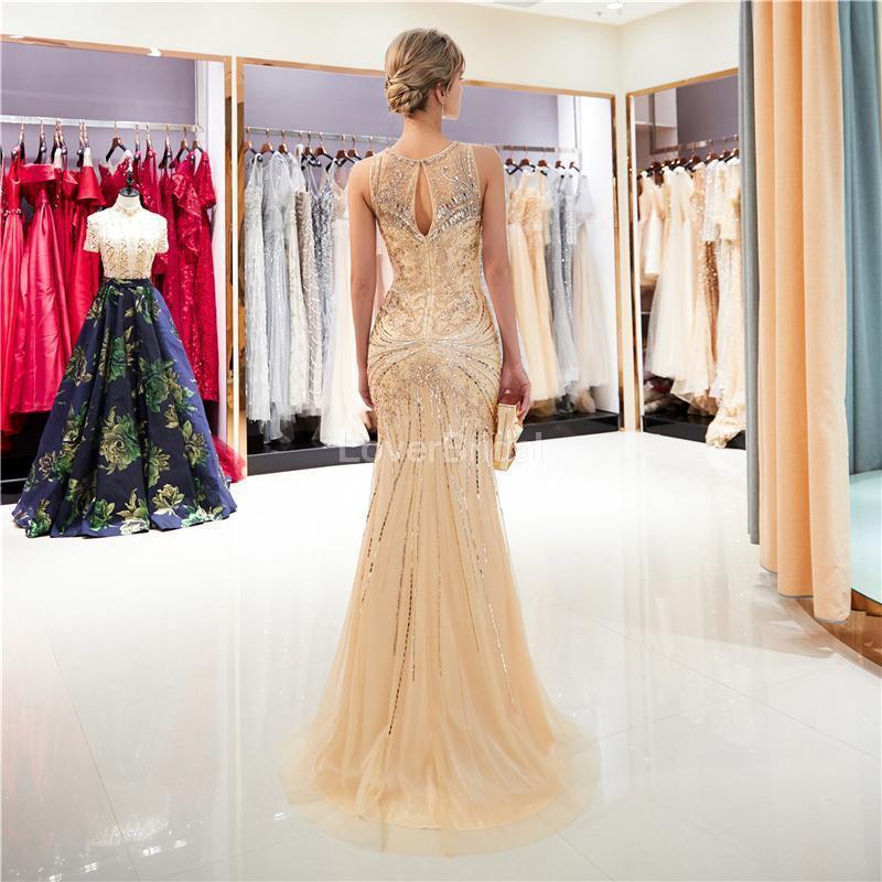 Scoop Sparkly Rhinestone Beaded Mermaid Evening Prom Dresses, Evening Party Prom Dresses, 12033