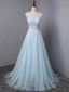 See Through Cap Sleeve Light A-line Long Evening Prom Dresses, 17623