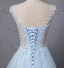 See Through Cap Sleeve Light A-line Long Evening Prom Dresses, 17623