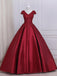 See Through Cap Sleeves Red Lace A line Long Evening Prom Dresses, 17557