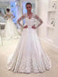 See Through Lace Long Sleeves A-line Wedding Dresses Online, Cheap Lace Bridal Dresses, WD451