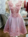 See Through Pink Lace Short Homecoming Dresses Online, CM676