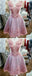 See Through Pink Lace Short Homecoming Dresses Online, CM676