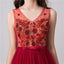 See Through Red Applique Evening Prom Dresses, Evening Party Prom Dresses, 12102