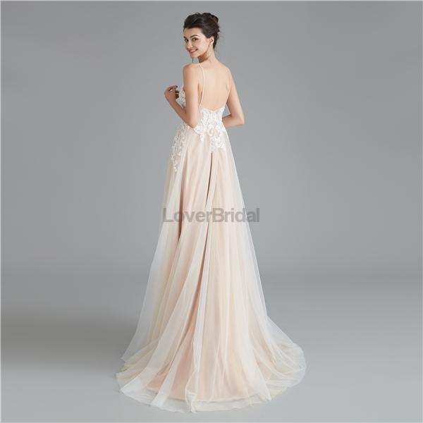 See Through Spaghetti Straps Long Evening Prom Dresses, Evening Party Prom Dresses, 12119