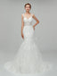 See Through Straps Lace Mermaid Cheap Wedding Dresses Online, Unique Bridal Dresses, WD558