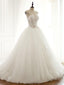 See Through V Neck A-line Lace Long Custom Cheap Wedding Bridal Dresses, WD300