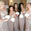 Sequin V Neck Sexy Shinning Cheap Long Wedding Bridesmaid Dresses, WG364