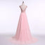 Sexy Backless Cap Sleeve Blush Pink Beaded Long Evening Prom Dresses, Popular Cheap Long Party Prom Dresses, 17241