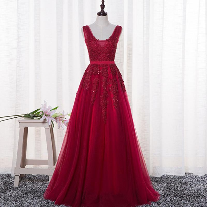 Sexy Backless Dark Red Lace Long Evening Prom Dresses, Popular Party Prom Dresses, Custom Long Prom Dresses, Cheap Formal Prom Dresses, 17212