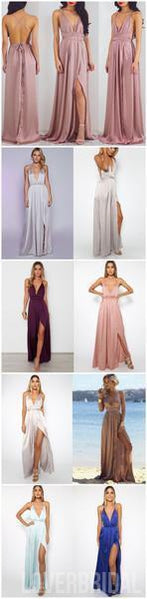 Sexy Backless Dusty Pink Long Bridesmaid Dresses, Affordable Unique Custom Long Bridesmaid Dresses, Affordable Bridesmaid Gowns, BD115