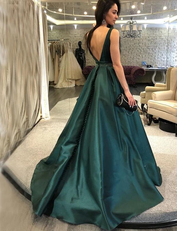 Sexy Backless Emerald Green Long Cheap Evening Prom Dresses, Evening Party Prom Dresses, 12341