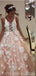 Sexy Backless Lace Applique Peach Long Evening Prom Dresses, Cheap Sweet 16 Dresses, 18422