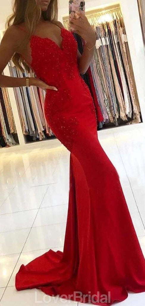 Sexy Backless Lace Beaded Mermaid Long Evening Prom Dresses, Evening Party Prom Dresses, 12183