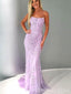 Sexy Backless Lace Mermaid Lilac Long Evening Prom Dresses, Cheap Custom Sweet 16 Dresses, 18466