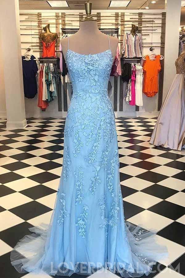 Sexy Backless Lace Mermaid Lilac Long Evening Prom Dresses, Cheap Custom Sweet 16 Dresses, 18466