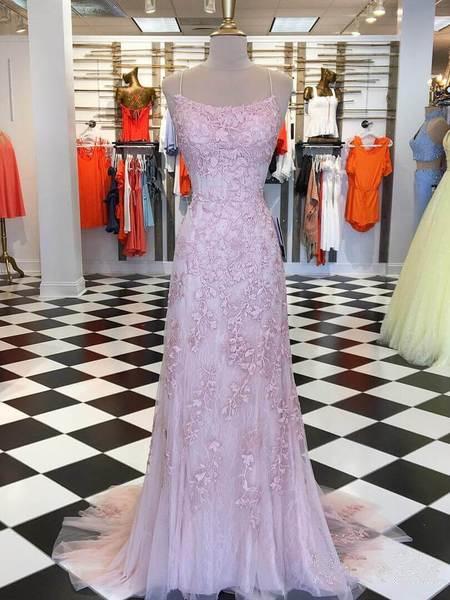 Sexy Backless Lace Mermaid Lilac Long Evening Prom Dresses, Cheap Custom Sweet 16 Dresses, 18466