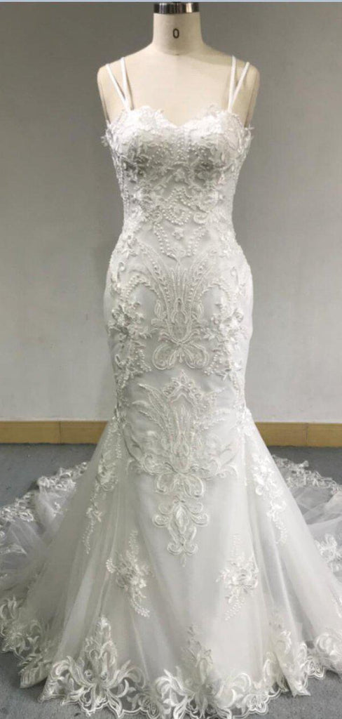 Sexy Backless Lace Mermaid Wedding Dresses, Cheap Wedding Gown, WD679