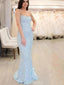 Sexy Backless Light Blue Mermaid Long Evening Prom Dresses, Evening Party Prom Dresses, 12167