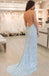 Sexy Backless Light Blue Mermaid Long Evening Prom Dresses, Evening Party Prom Dresses, 12167
