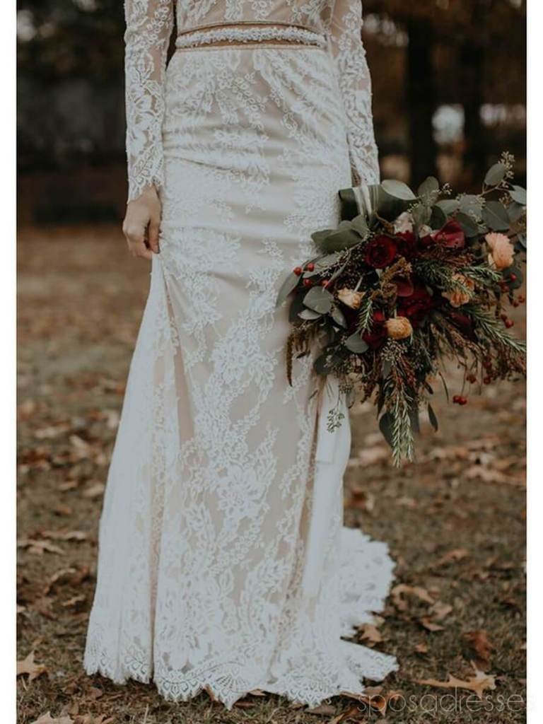 Sexy Backless Long Sleeves Mermaid Cheap Wedding Dresses Online, Cheap Bridal Dresses, WD486