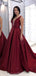 Sexy Backless Maroon Simple Long Evening Prom Dresses, Cheap Custom Party Prom Dresses, 18581