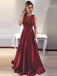Sexy Backless Red Lace Illusion A-line Long Evening Prom Dresses, 17589