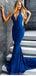 Sexy Backless Royal Blue Mermaid Long Evening Prom Dresses, Cheap Custom Sweet 16 Dresses, 18549