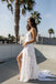 Sexy Backless Side Slit Beach Wedding Dresses Online, Cheap Beach Bridal Dresses, WD455