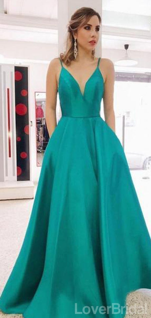 Sexy Backless Simple Green Cheap Long Evening Prom Dresses, Evening Party Prom Dresses, 18639